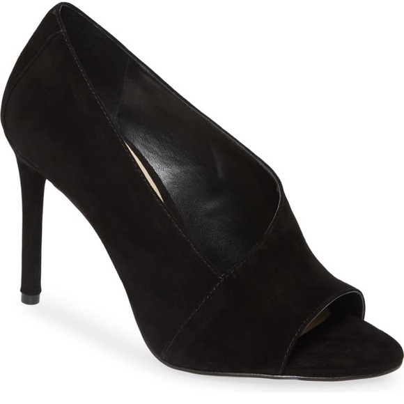 Vince Camuto Black Suede Peep Toe Heel - Picture 3 of 6